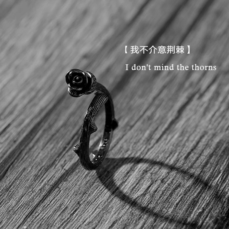 S  VALENTINES DAY INDEX FINGER TAIL RING ROSE OPEN RING FEMALE HIPSTER SIMPLE JAPANESE CREATIVE JEWELRY