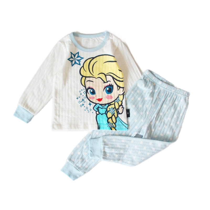 BREATHING COTTON GIRLS AUTUMN WINTER AIR LAYER ICE AND SNOW ESABETH SNOW PRINCESS PADDED LONG SLEEVE PAJAMAS LOUNGEWEAR
