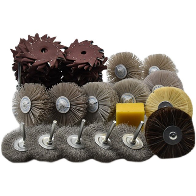 Wooden door renovation tools furniture paint removal polishing brush woodworking polishing flower head tea table polishing wood carving paint removal set