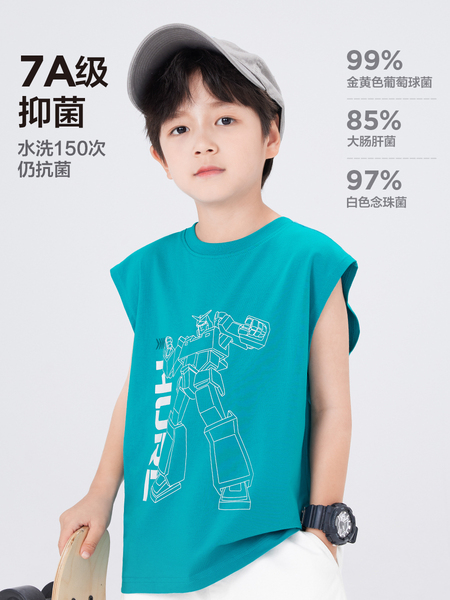 左西童装男童背心夏季薄款儿童无袖T恤2026新款男孩外穿凉感上衣 — 3
