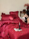 New spring and summer light luxury wedding four-piece set embroidered soft silk cotton jacquard red wedding quilt cover skin-friendly bed sheets bed cover