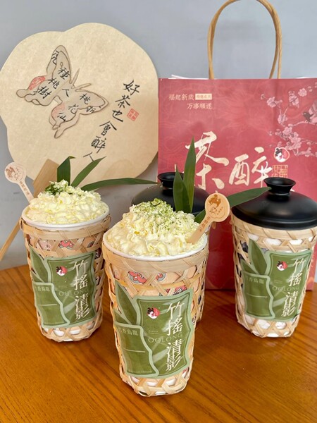 网红竹篓奶茶杯 竹编创意甜品奶茶包装竹篓杯套竹笼装饰竹篮竹筐