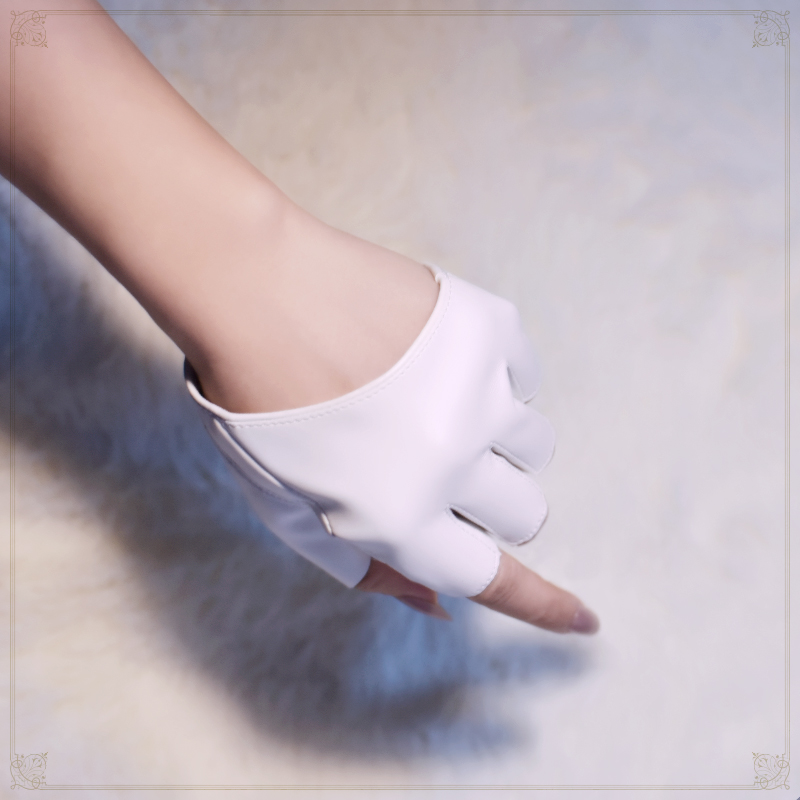 HALF-FUNCTION LOLITA DANCING GOTHIC CYBERPUNK JK HALF-FINGERED HALF-PALM BARE-FINGERED DEACON LEATHER GLOVES FEMALE COS