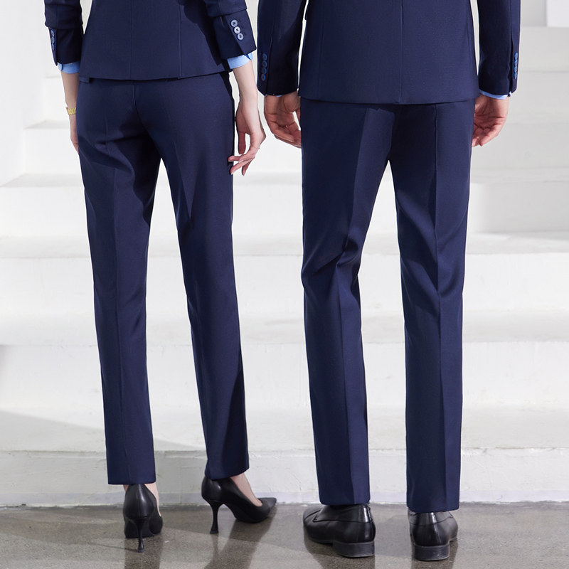 2023 새로운 LEXUS 4S 스토어 정장 바지 남성과 여성을위한 비즈니스 슬림 피트 아이언 프리 정장 바지 사파이어 블루 전문 정장 바지