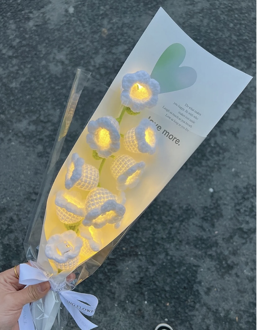 HAND-WOVEN LILY OF THE VALLEY LANTERN BOUQUET DIY MATERIAL PACKAGE WOOL CROCHET BELLFLOWER FINISHED PRODUCT CREATIVE GIRLFRIEND GIFTS