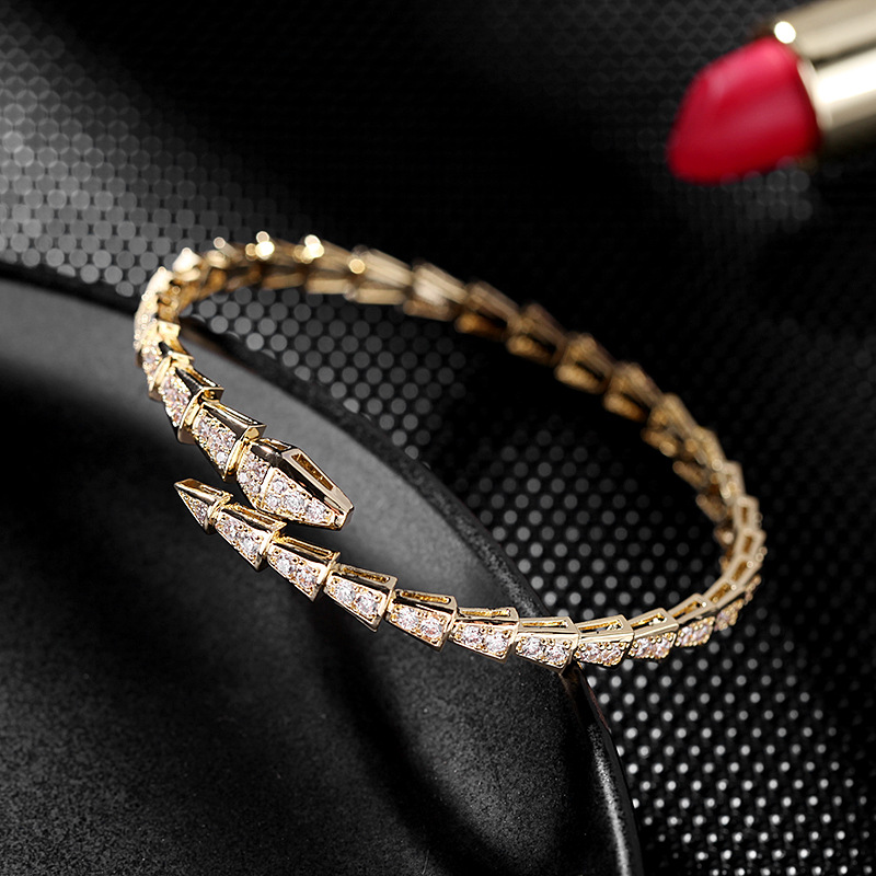 SNAKE BRACELET INS NICHE DESIGN HIGH-END FULL OF DIAMONDS LIGHT LUXURY EXQUISITE BRACELET BRACELET SNAKE BONE SNAKE SNAKE HEAD