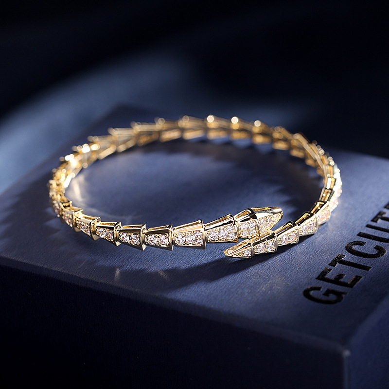 SNAKE BRACELET INS NICHE DESIGN HIGH-END FULL OF DIAMONDS LIGHT LUXURY EXQUISITE BRACELET BRACELET SNAKE BONE SNAKE SNAKE HEAD