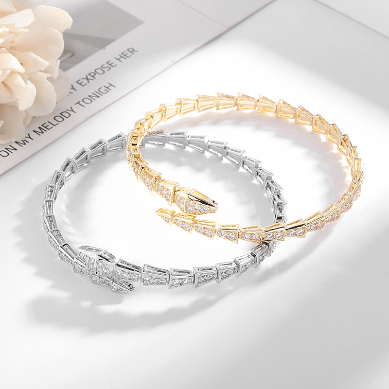 SNAKE BRACELET INS NICHE DESIGN HIGH-END FULL OF DIAMONDS LIGHT LUXURY EXQUISITE BRACELET BRACELET SNAKE BONE SNAKE SNAKE HEAD