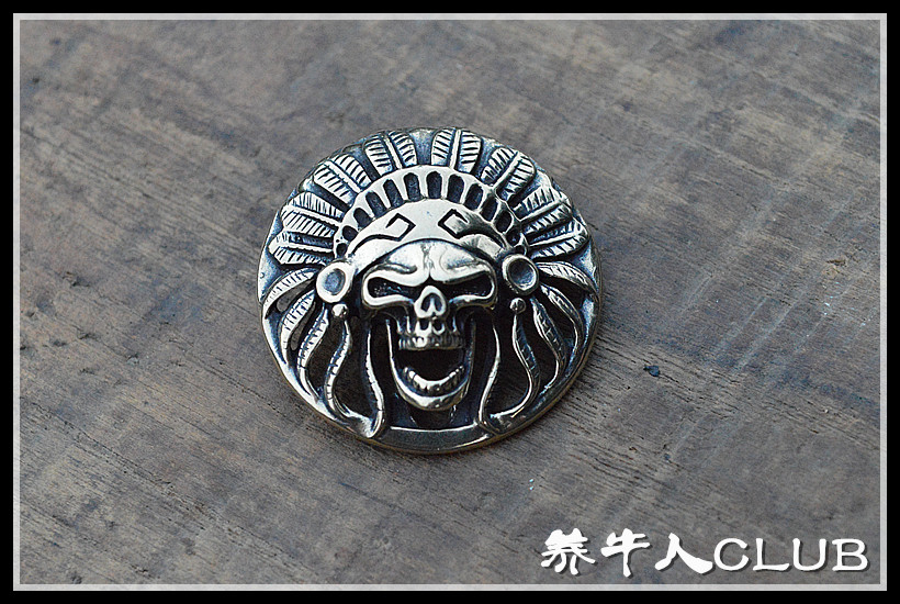 CATTLE BREEDER CLUB HANDMADE DIY BRASS CHOI BUCKLE DECORATIVE CLASP SEAL DIAN HEAD SKULL CHOI BUCKLE