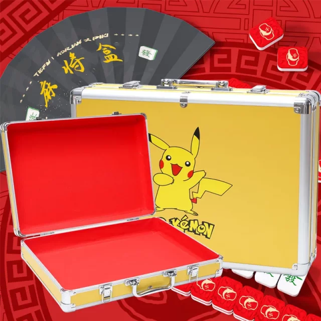 铝合金麻将盒卡通可爱棋牌游戏收纳箱手提便携式麻将箱可印LOGO