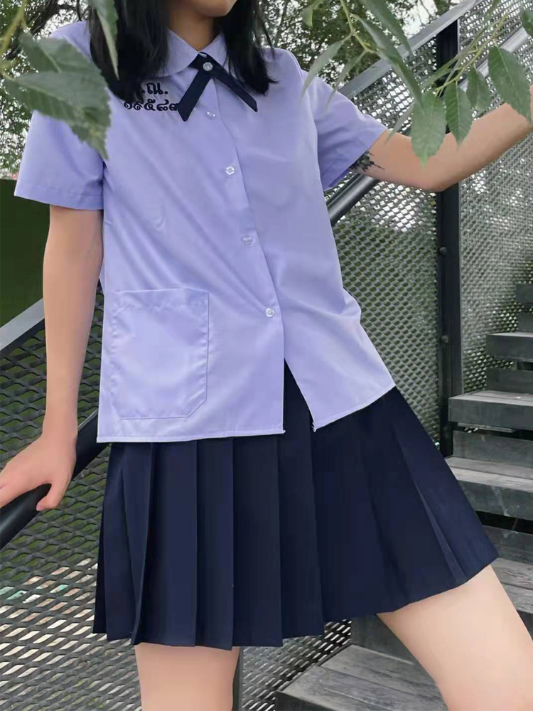 THAI SCHOOL UNIFORM NANNO TABOO GIRLS SMALL WATER THAI SHIRT COLLEGE STYLE JK PLEATED SKIRT SET SKIRT SUMMER FULL SET