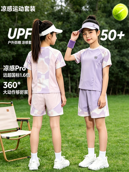 2026新款童装女童速干运动套装儿童冰丝短袖两件套男童网眼篮球服