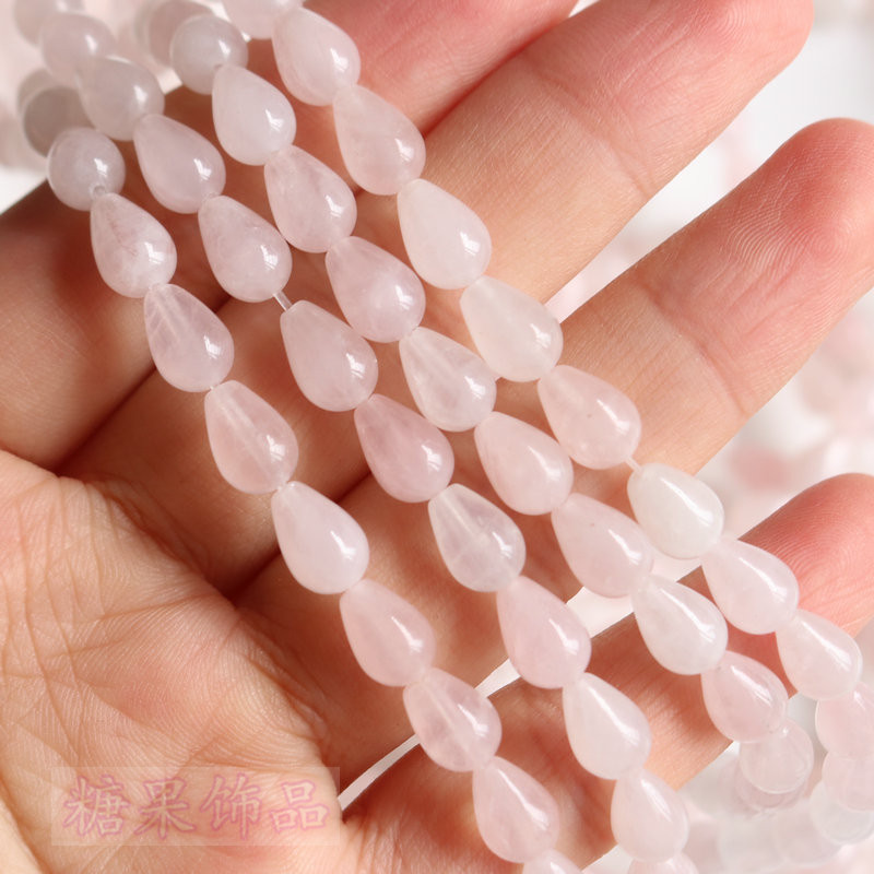 NATURAL PINK CRYSTAL STRAIGHT HOLE ROUND WATER DROP THREE BEADS HAIRPIN HOSTA FLOWER STEP SHAKE HANDMADE MATERIALS DIY JEWELRY ACCESSORIES