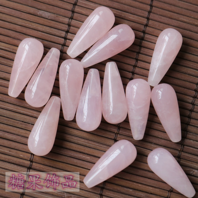 10*25MM NATURAL PINK CRYSTAL WATERMELON JINGNAN SAND HALF-HOLE ROUND WATER DROP BEADS ANCIENT STYLE HAIR HAIRPIN HEAD MATERIAL DIY ACCESSORIES