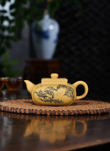 宜兴紫砂壶功夫茶具名家全手工实用原矿黄金段泥 张老师 玉带四方