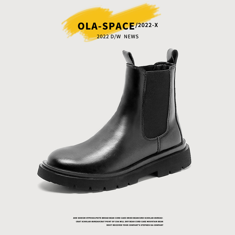 CHELSEA BOOTS MENS WINTER HIGH-TOP CHIMNEY TIDE BRAND HUIZHOU MARTIN CARGO WEAR VELVET WARM COTTON SHOES SNOW BOOTS LEATHER BOOTS
