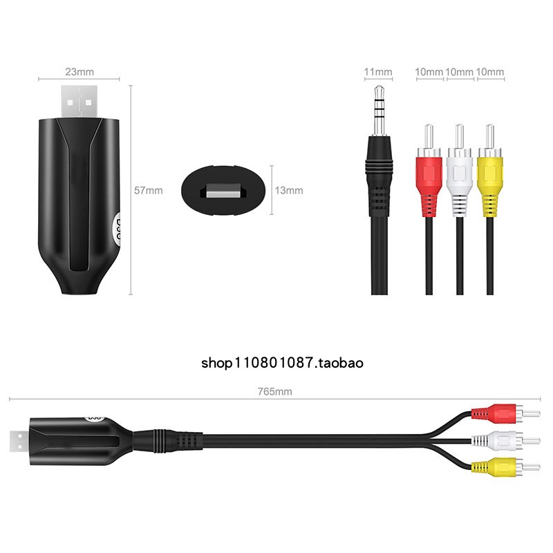 VIDEO CAPTURE CARD SET-TOP BOX DESKTOP RECORDER AV RCA TO USB 2.0 CAPTURE CARD