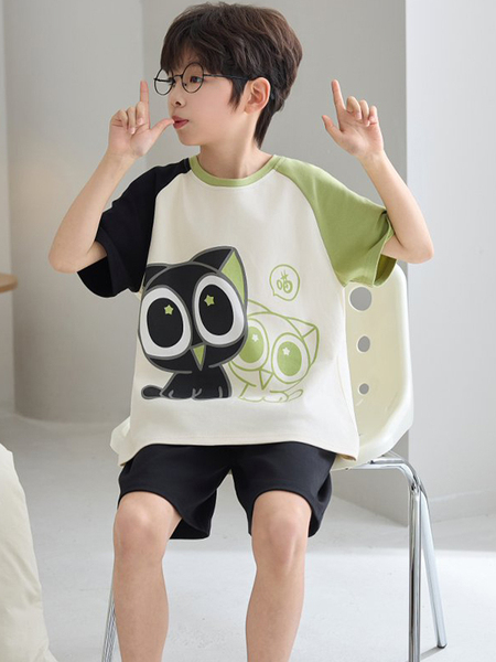 男童睡衣夏季薄款纯棉短袖中大童2026新款儿童夏天全棉男孩青少年