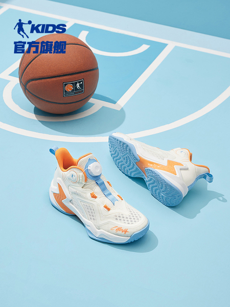 乔丹男童篮球鞋网面透气2026夏季新款小学生旋钮扣战靴儿童运动鞋 — 5