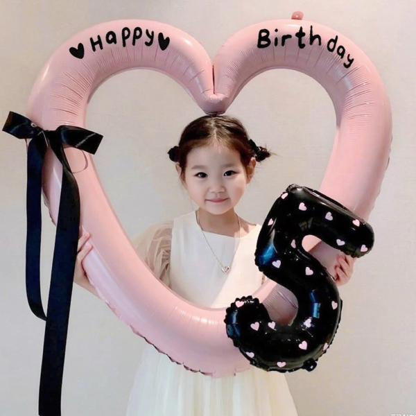 儿童周岁生日装饰场景布置大爱心镂空气球女孩派对氛围感拍照道具