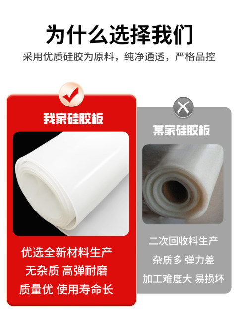 Silicone board with high temperature resistance, white customized processing, buffering, shock-absorbing and sealing silicone gasket rubber pad block 1 meter 1.5 meters
