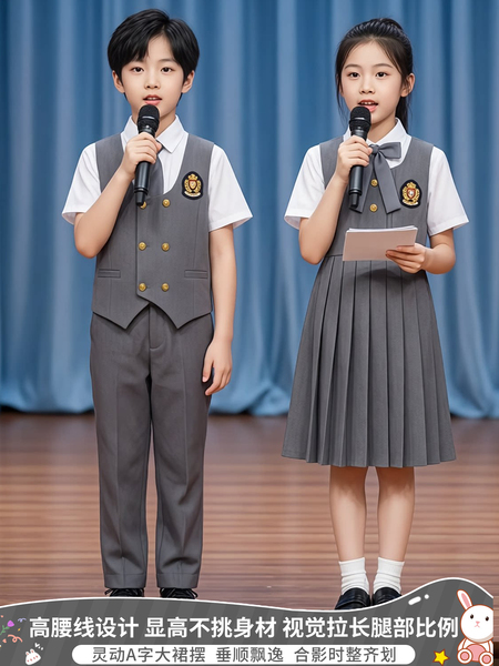 儿童合唱演出服初高中生爱国诗朗诵表演服小学生女童演讲比赛礼服 — 4