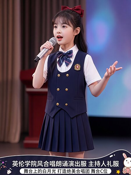 儿童合唱演出服初高中生爱国诗朗诵表演服小学生女童演讲比赛礼服