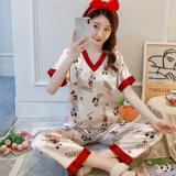 Шелковая пижама, летние шелковые штаны, тонкий комплект, 2025 года, популярно в интернете, короткий рукав, изысканный стиль