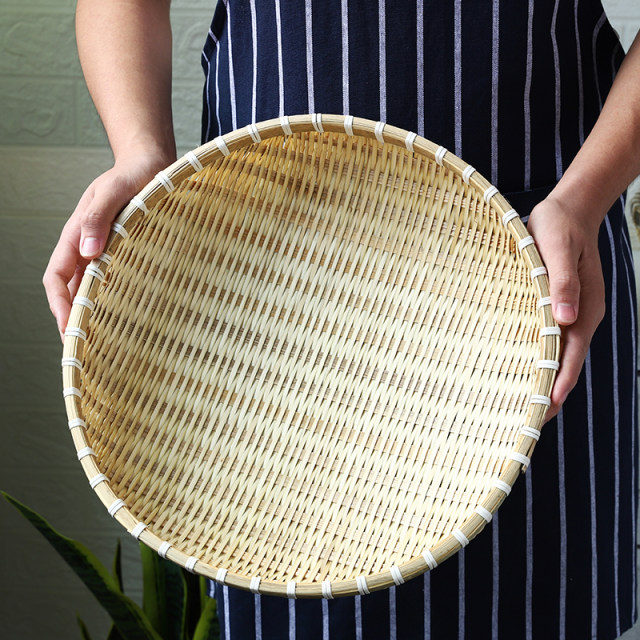 Bamboo weaving dustpan round cat nest farmhouse bamboo products storage basket household bamboo sieve fruit basket drain and wash vegetables round basket