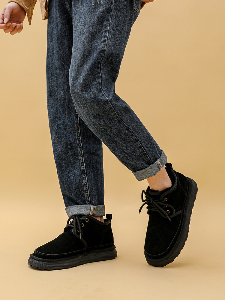 FUR INTEGRATED SNOW BOOTS MENS 2023 WINTER NEW FLEECE THICKENED BREAD SHOES COLD-RESISTANT WOOL NORTHEAST COTTON SHOES