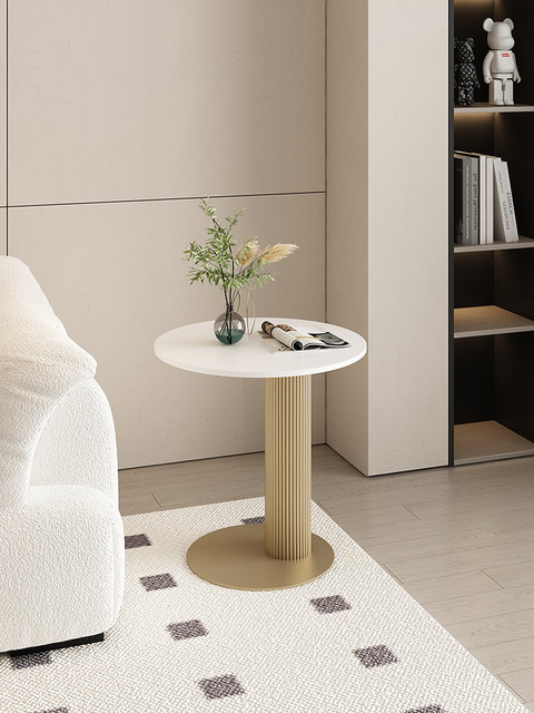 Creamy style small coffee table small round table sofa side light ...