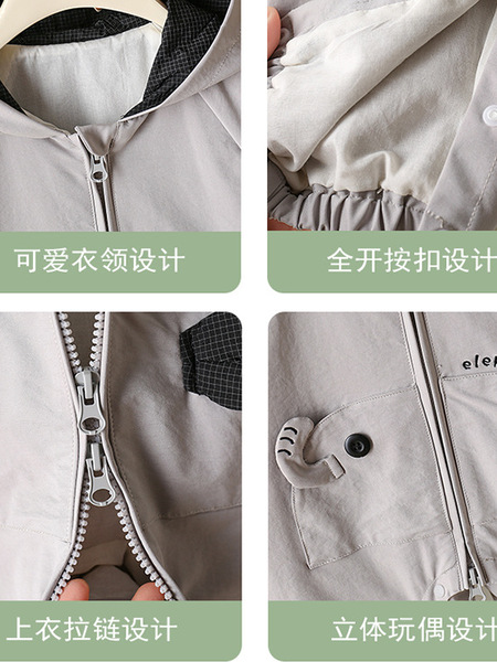 冲锋衣婴儿初秋连体衣防风户外服超萌卡通宝宝春秋爬爬服连帽外套 — 5