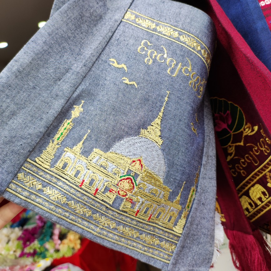 YUNNAN DAI SHOULDER BAG THAI SOUTHEAST ASIAN STYLE DANCING LIFTING WATER BODHI LEAF PATTERN HANI GRAY BLUE