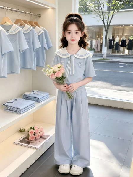女童夏套装2026新款儿童洋气夏装短袖T恤女孩夏季时髦休闲两件套 — 5