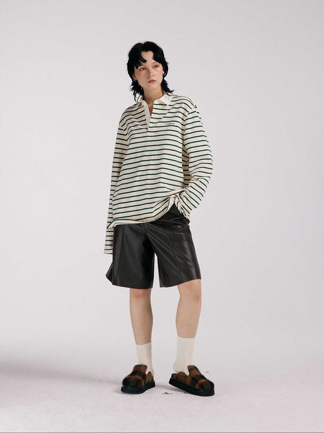 OVERDRESS GREEN STRIPED POLO SHIRT FRESH CASUAL AMERICAN EMBROIDERY CLASSIC LONG-SLEEVED T-SHIRT