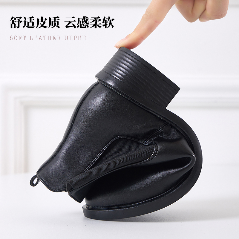 WORK SHOES: WOMENS BLACK WINTER MID-HEEL BOOTS PLUS-SIZE CHILL BOOTS MARTIN BOOTS BLOCK-HEELED BOOTS AND NUDE BOOTS