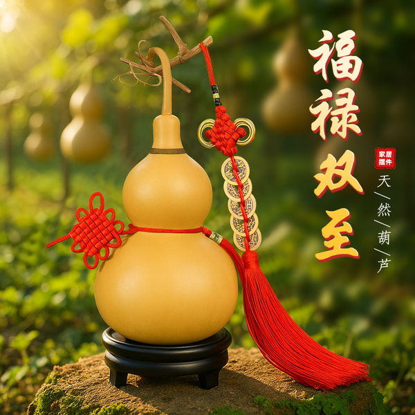 天然葫芦摆件开口门对门客厅玄关挂件真胡芦灸中国结吉祥大号文玩