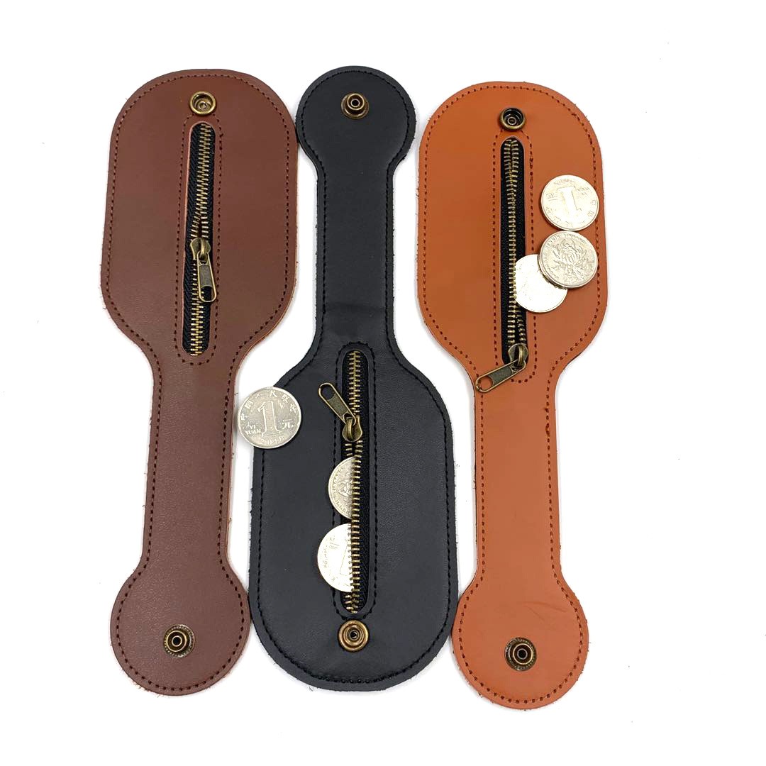BOSTON SELF-DEFENSE LEATHER PADDLE PEA POD EDC STORAGE COIN PURSE OUTDOOR SELF-DEFENSE ATTACK TOOL HANGING WAIST CUSTOM