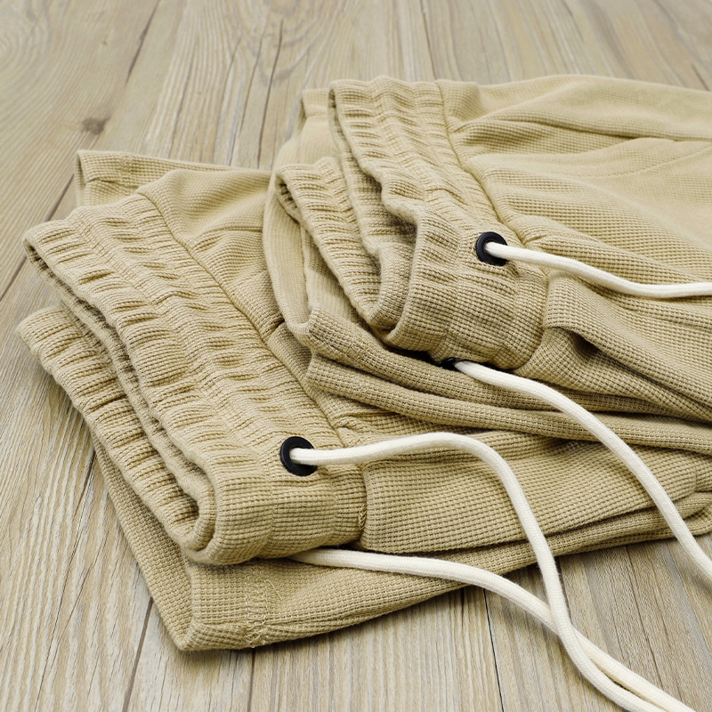 AMERICAN CASUAL STYLE  NEW WAFFLE CROPPED PANTS  320G HEAVY LIGHT COFFEE SHORTS LOOSE SWEATPANTS WOMEN