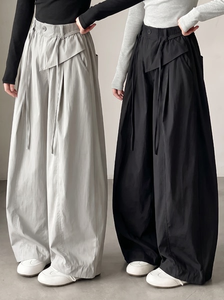初中生女孩裤子秋2026新款女童直筒工装弯刀裤儿童秋季屁帘阔腿裤