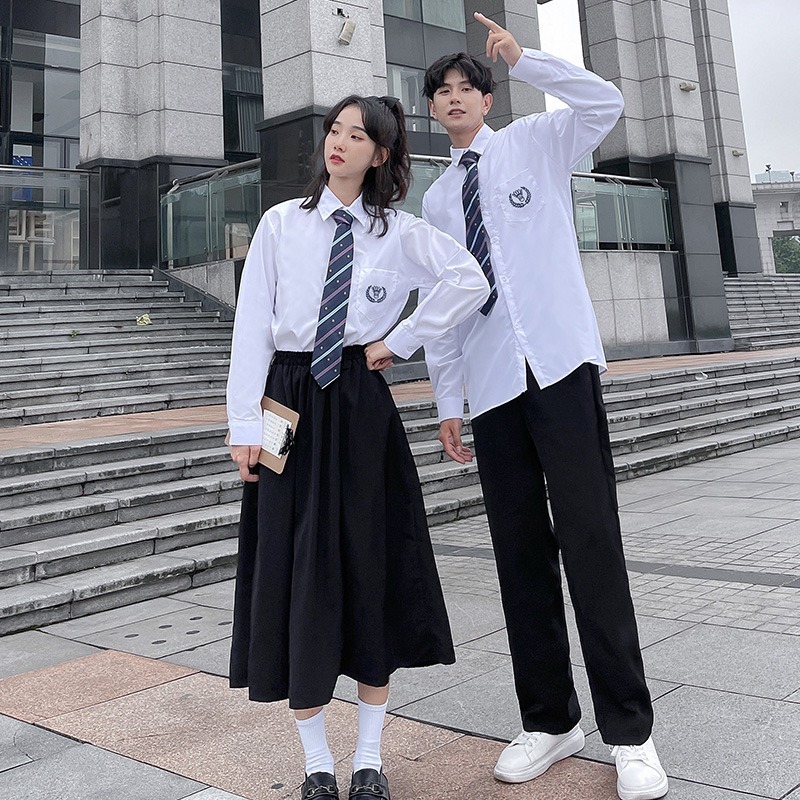 DOUYIN THE SAME SPRING AND AUTUMN DK SHIRT MALE AND FEMALE COUPLE SUITS BRITISH STYLE STUDENT CLASS UNIFORMS SHIRTS GRADUATION SEASON JK UNIFORMS