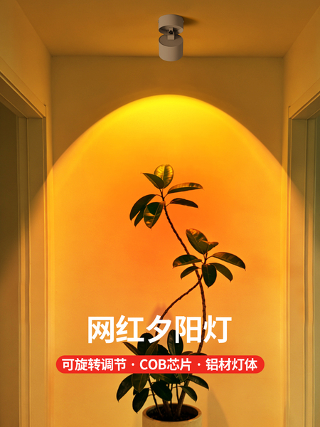 夕阳红日不落射灯嵌入式过道玄关家用网红氛围夕阳落日灯水波纹灯