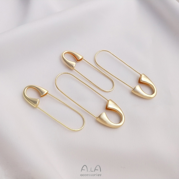 색상 보존 광택 브로치 14K 패키지 진짜 골드 고급 바늘 수제 DIY 문자열 비드 펜던트 노출 방지 쥬얼리 액세서리