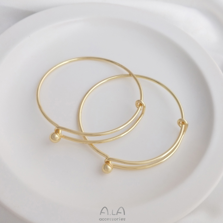 COLOR-RETAINING 14K ENVELOPED REAL GOLD OPENABLE BRACELET DIY HAND-WOUND CRYSTAL PEARL BRACELET RING HAND-MADE JEWELRY ACCESSORIES