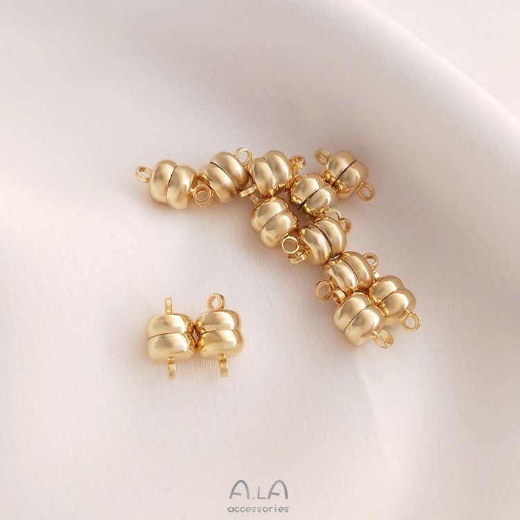 14K GOLD-FILLED COLOR-RETAINING 6MM FLAT HAMBURGER STRONG MAGNETIC BUCKLE HANDMADE DIY BRACELET NECKLACE JEWELRY FINISHING MAGNETIC BUCKLE ACCESSORIES