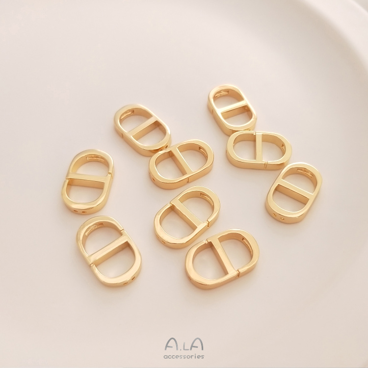 색상 보존 4홀 진주 목걸이 연결 버클 14K 금으로 덮인 8자 일본어 버클 DIY 수제 보석 마무리 버클 액세서리