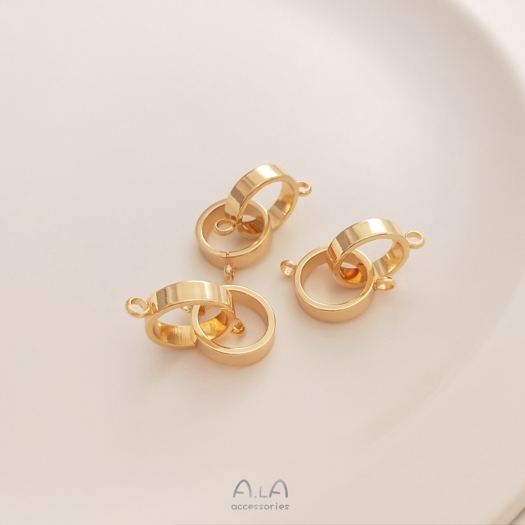 14K 골드 채워진 색상 보호 더블 링 유니버설 버클 매달려 링 진주 목걸이 연결 버클 DIY 체인 쥬얼리 마무리 액세서리