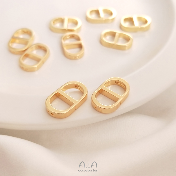 색상 보존 4홀 진주 목걸이 연결 버클 14K 금으로 덮인 8자 일본어 버클 DIY 수제 보석 마무리 버클 액세서리