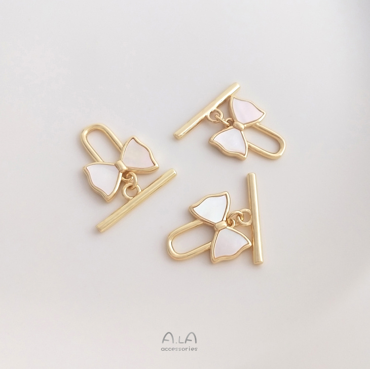 색상 보존 14K 금으로 채워진 천연 자개 활 OT 버클 팔찌 목걸이 진주 보석 연결 버클 액세서리