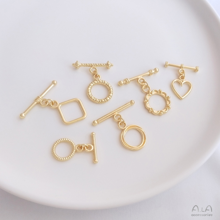 COLOR-RETAINING JEWELRY CLASP 14K GOLD-FILLED THREAD LACE ROUND HEART DIAMOND OT CLASP DIY BRACELET NECKLACE CONNECTION ACCESSORIES